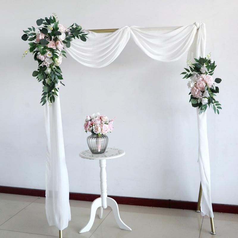 Pink White Rose Wedding Arch Hanging Corner Floral Decor